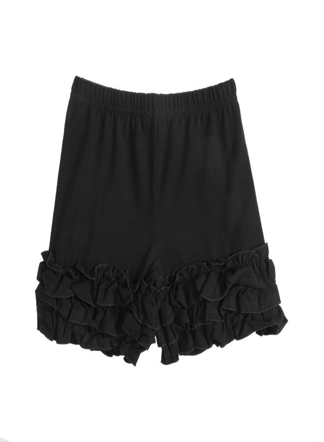 Ashken Baby Toddler Girls Ruffles Shorts Little Girls Cotton Pants 3 Months-6T Black - Image 3