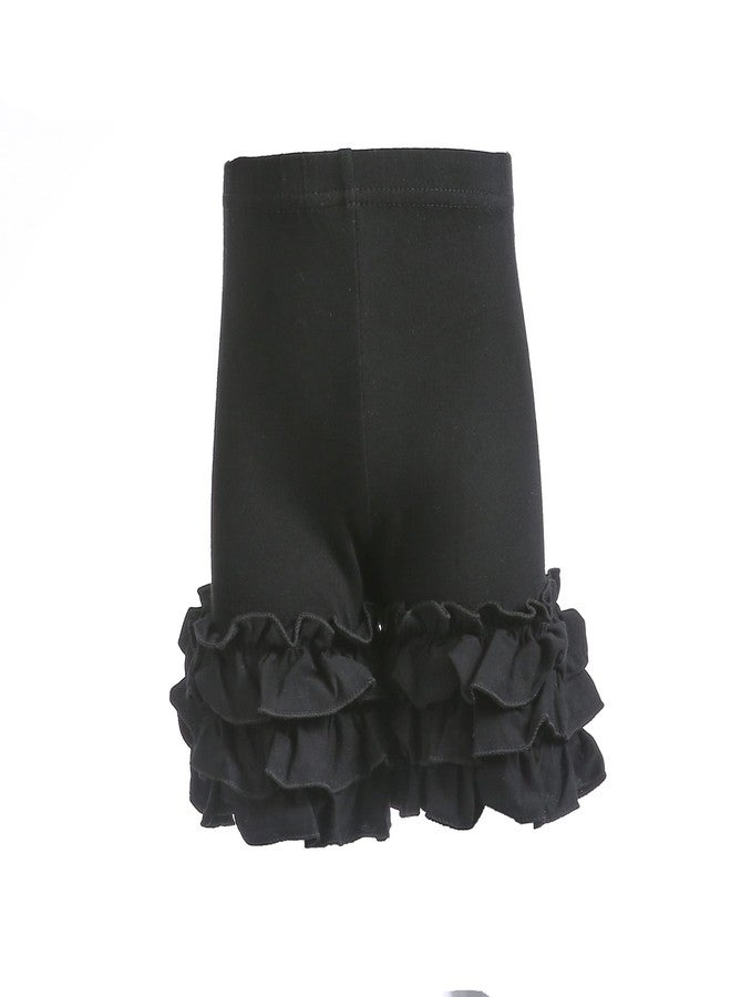 Ashken Baby Toddler Girls Ruffles Shorts Little Girls Cotton Pants 3 Months-6T Black - Image 2