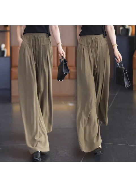 Wide Leg Pants Womens Spring and Summer New Super Hot Pants oversize Loose Draped Yamamoto Pants Lazy Casual Culottes Mocha