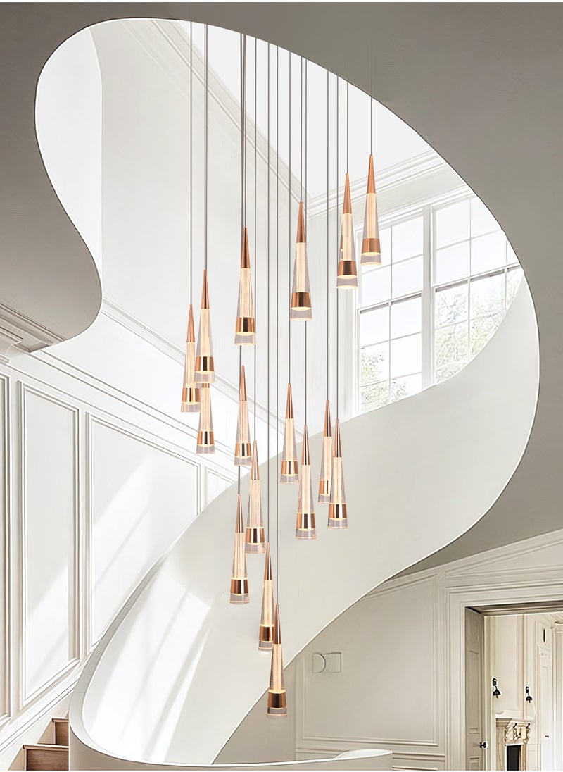 YATAI LIGHTING Villa Stair Spiral Entrance Foyer Chandelier Light,Large Gold Modern Luxury 16 Lights Cone Shape Chandelier Living Room,Adjustable Color Temperature LED High Chandelier Lamp  - Image 4