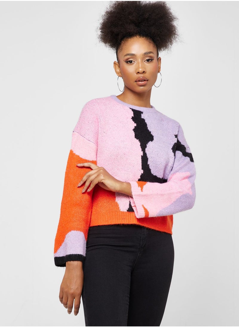 VERO MODA - Color Block Knitted Sweater - Image 1