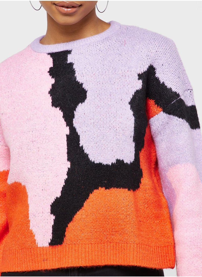 VERO MODA - Color Block Knitted Sweater - Image 1