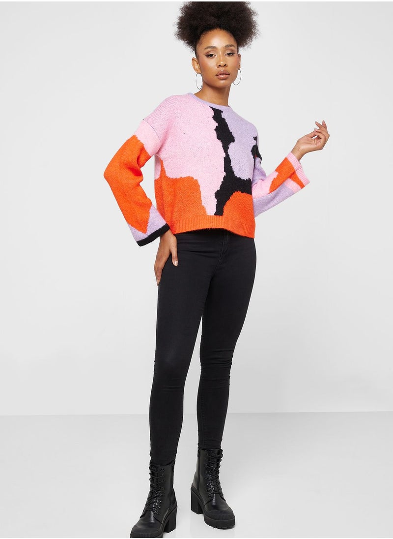 VERO MODA - Color Block Knitted Sweater - Image 1