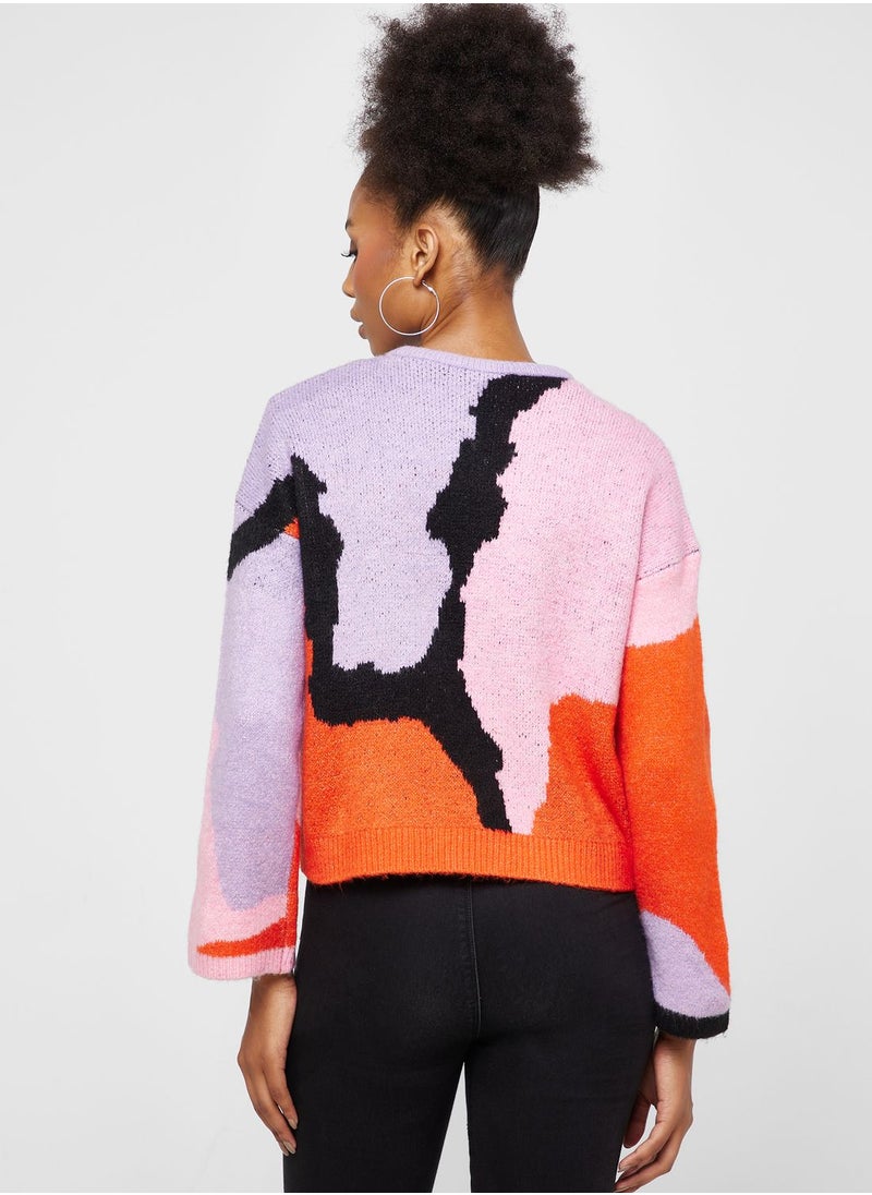 VERO MODA - Color Block Knitted Sweater - Image 1