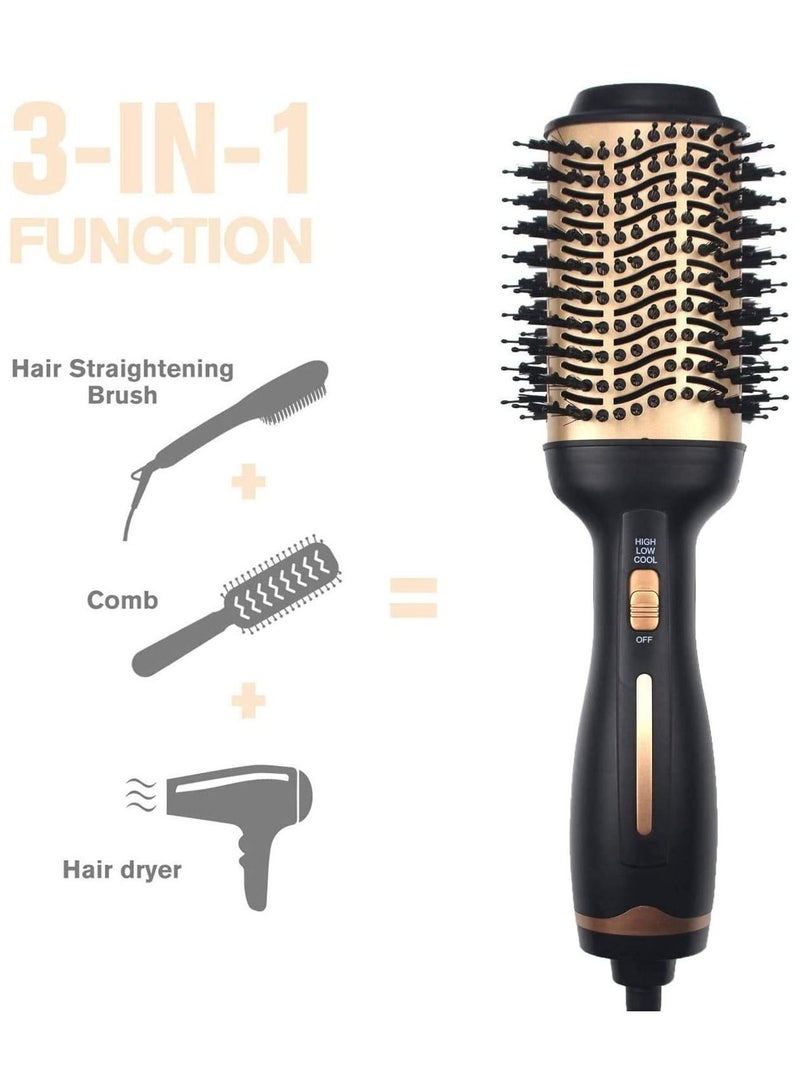 Hot Air Brush,Hair Dryer Brush, Professional Hair Dryer & Volumizer 3 in 1 Upgrade Anti-Scald Negative Ionic Technology Hair Straightener Brush,Salon Negative Ion Ceramic Electric Blow Dryer - Image 4