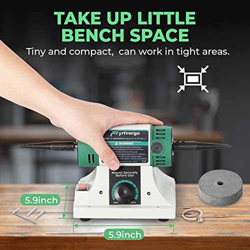 Flyrivergo Bench Buffer Polisher, Jewelry Polisher, Adjustable Variable Speed Bench Buffer, with 2 Cotton Wheels, 2 Fiber Wheels, 1 Drill Chuck and 1 Set of Polishing Buffing Wheel for Silver, Metal - Image 4