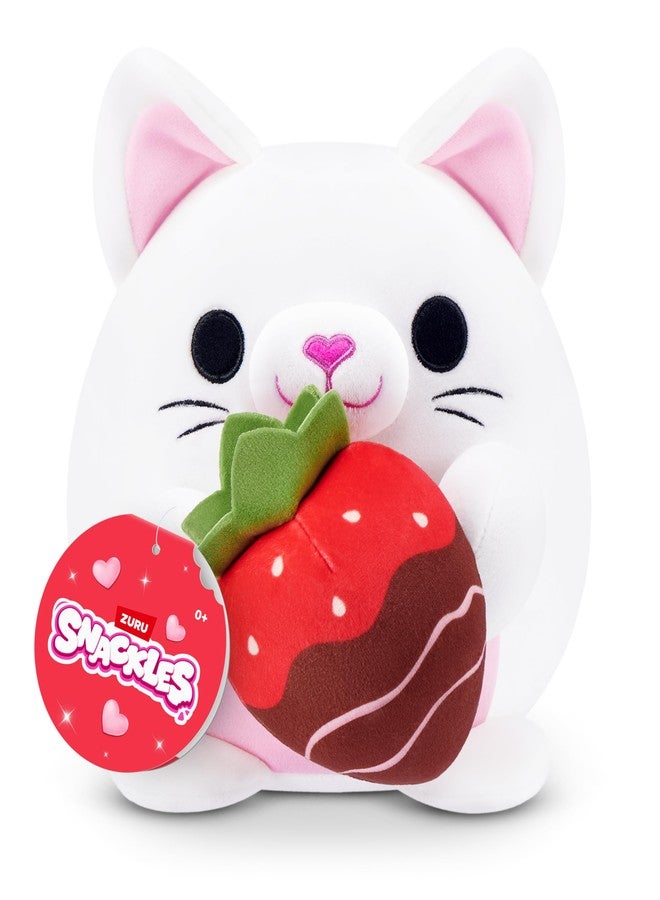 Snackles Valentine’s Edition 8-Inch Plush Toy (Kitten with Strawberry Chocolate) by ZURU - Ultra-Soft Stuffed Animal with Valentine’s Accessory, Collectible for Kids, Tweens, Teens & Gifting - Image 1