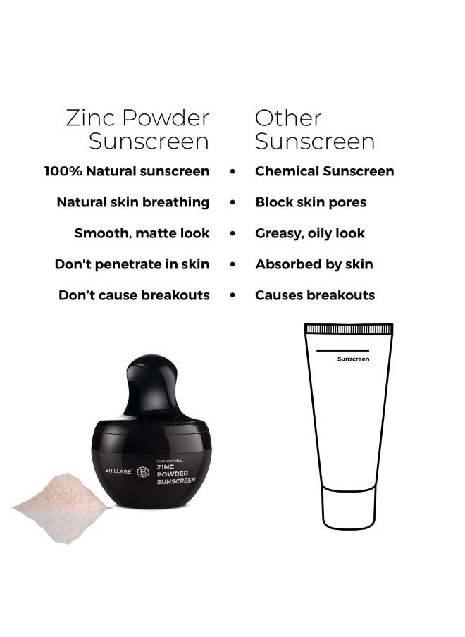 BRILLARE Zinc Powder Sunscreen SPF50 - Broad Spectrum Protection, Sweat Resistant Powder, Invisible Finish, Non-Greasy Formula - Skin-friendly Mineral Sunscreen for Daily Use  - Image 3