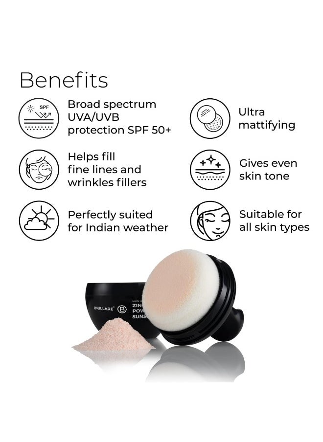 BRILLARE Zinc Powder Sunscreen SPF50 - Broad Spectrum Protection, Sweat Resistant Powder, Invisible Finish, Non-Greasy Formula - Skin-friendly Mineral Sunscreen for Daily Use  - Image 5