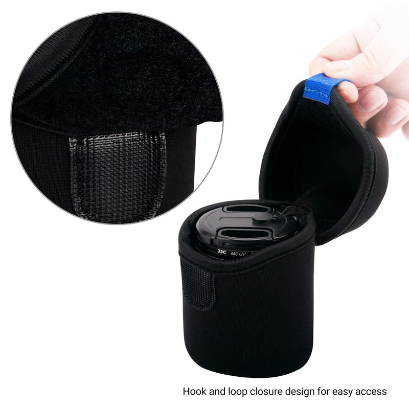 JJC Water Resistant Neoprene Camera Lens Pouch Case, Fold-Over Lens Bag for Mirrorless Lenses Up to 2.6 x 3.1(D X H) for Canon RF 50mm f/1.8, Sony FE 55mm f/1.8, Sigma 56mm f/1.4 etc. - Image 4