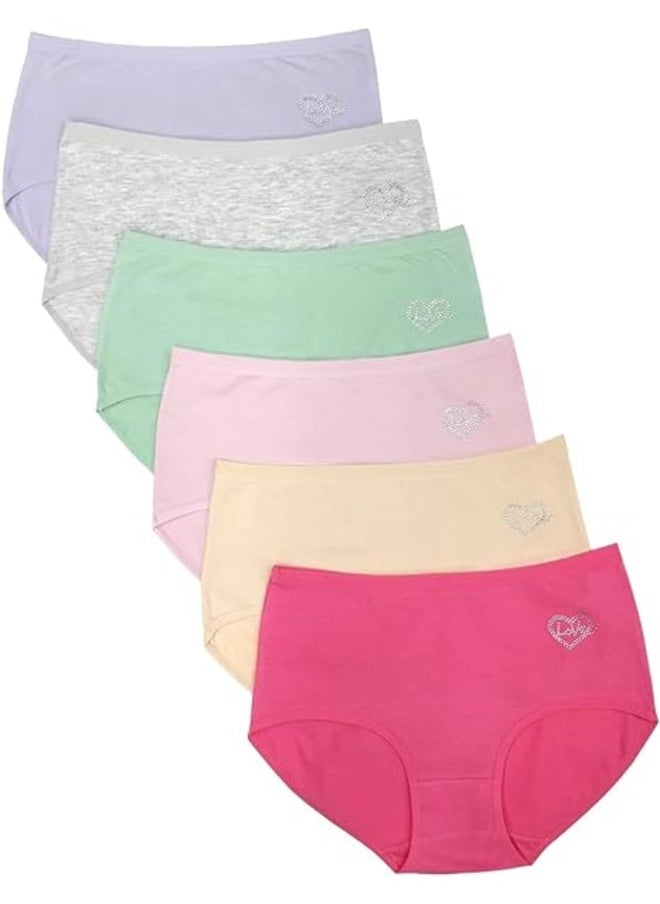 Love Bell - Love Bell Premium Cotton Four-way stretch Panties - MULTIPACK - LoveBell Ladies Panty with enduring stretch - Classic Briefs for Women (XXL, Classic Plain with Heart - 6 PCS PACK) - Image 1
