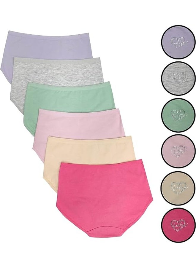 Love Bell - Love Bell Premium Cotton Four-way stretch Panties - MULTIPACK - LoveBell Ladies Panty with enduring stretch - Classic Briefs for Women (XXL, Classic Plain with Heart - 6 PCS PACK) - Image 1