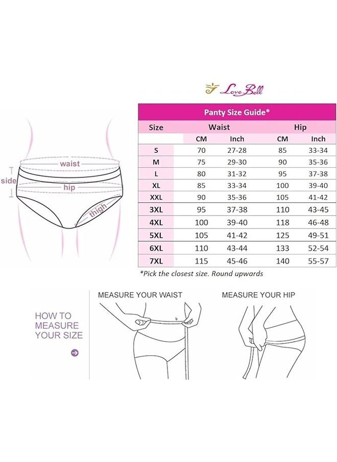 Love Bell - Love Bell Premium Cotton Four-way stretch Panties - MULTIPACK - LoveBell Ladies Panty with enduring stretch - Classic Briefs for Women (XXL, Classic Plain with Heart - 6 PCS PACK) - Image 1