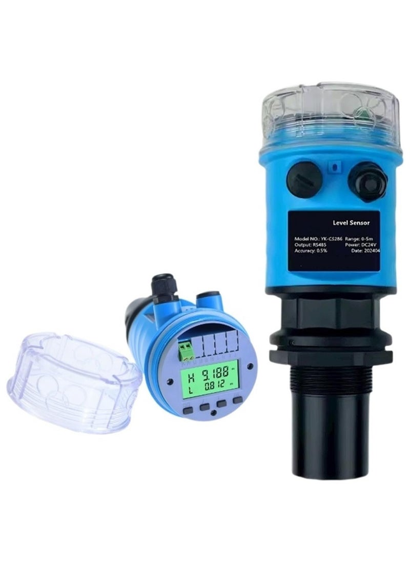 AROAQ - Ultrasonic Level Meter 4-20mA Output Integrated Sensor Level Meter silo Level Measurement Digital Display Water Level Sensor(0-5m 4-20mA) - Image 1