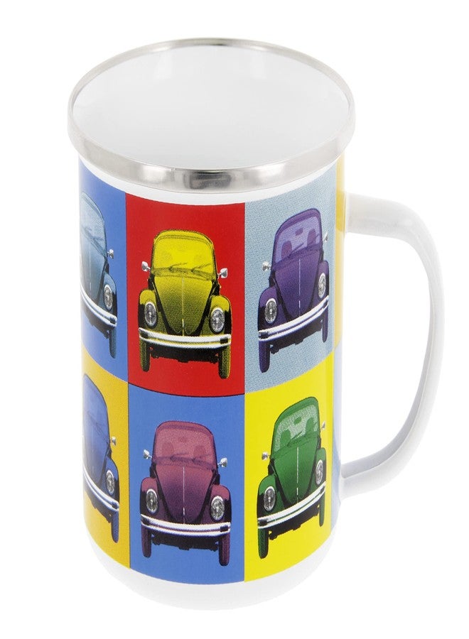BRISA VW Collection - Volkswagen Large Enamel Coffee-Tea Mug Cup for Camping & Outdoor Beetle Bug (500 ml/16.9 fl oz/Multicolor) - Image 1