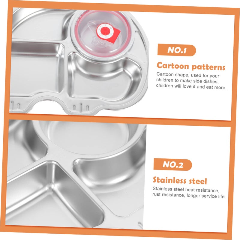 Unbreakable Stainless Steel Kids Plate With Compartments Cartoon Design For Boys And Girls - Image 5
