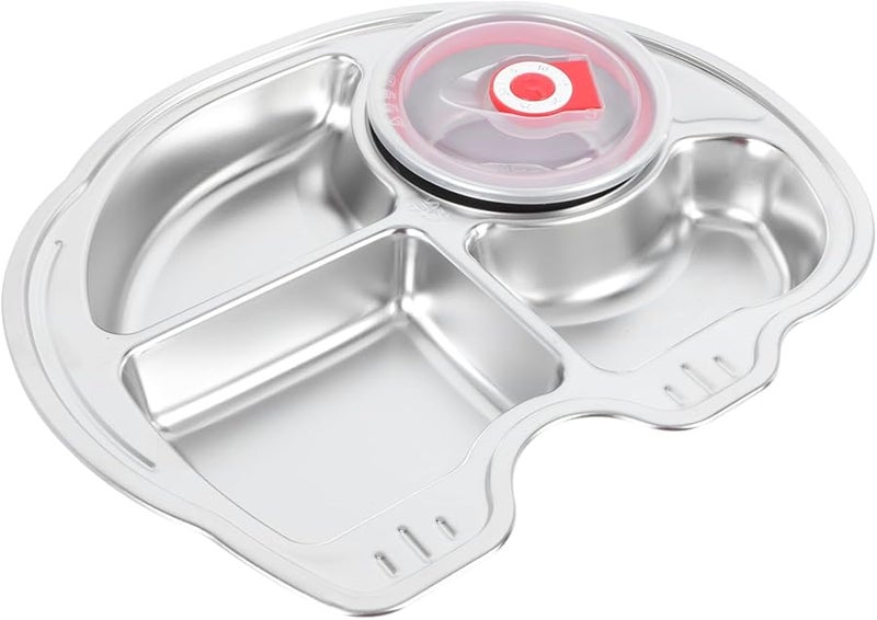 Unbreakable Stainless Steel Kids Plate With Compartments Cartoon Design For Boys And Girls - Image 1