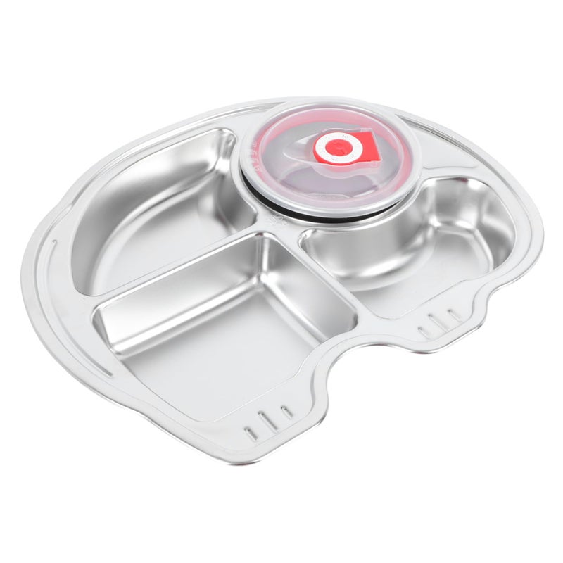 Unbreakable Stainless Steel Kids Plate With Compartments Cartoon Design For Boys And Girls - Image 2