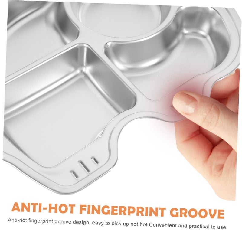 Unbreakable Stainless Steel Kids Plate With Compartments Cartoon Design For Boys And Girls - Image 3