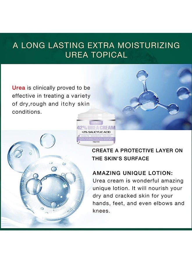 ISSUWEN Urea Cream 42%+Salicylic Acid 2%, Foot Cream For Dry Cracked Heels Knees Elbows Hands Repair Treatment, Foot Moisturizer Corn Callus Dead Skin Remover Toenail Softener For Foot Care, Lavender Flavor  - Image 4
