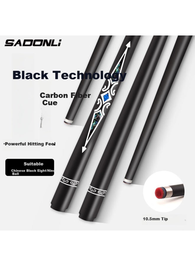 New impetus Sadonli Carbon Fiber Small Tip Cue, Chinese-style Black 8, High-tech Carbon Pool Cue, Full-length Cue, Billiard Cue With Cue Tube, Xd-0962 - Image 1