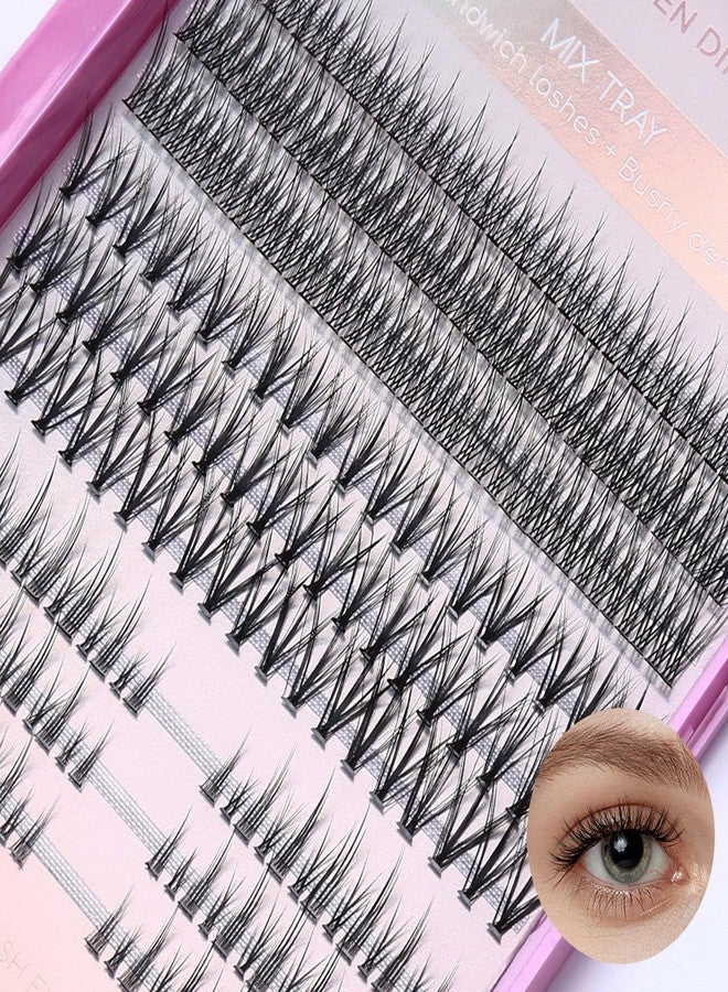 MLEN DIARY 255 Clusters Individual Lashes 12-14mm Cluster Lashes Natural False Eyelashes 3 in 1 Mink Eyelash Extension DIY Kit - Image 2