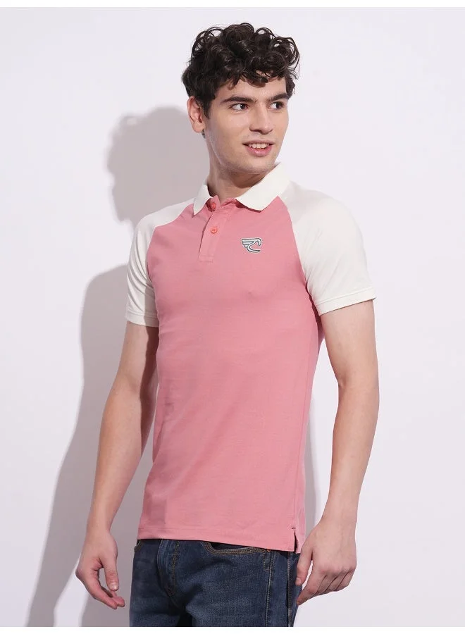 بيينغ هيومان Mens Coral Polo Collar Short Sleeve Polo T-Shirt