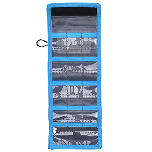 CamKix Memory Card Wallet - SD Card Storage - Slim and Foldable with Transparent Slots - Can Carry Up to 15 SD Cards - Straps with Tether Included - (Black/Blue) - Image 4