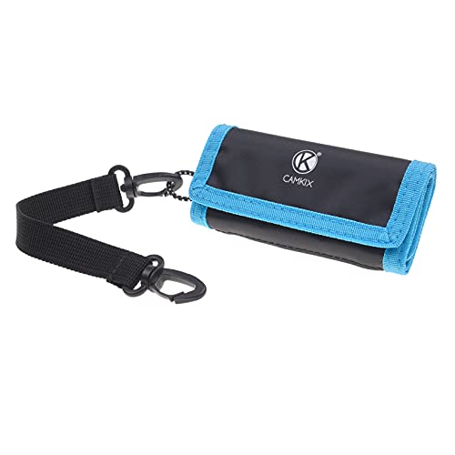 CamKix Memory Card Wallet - SD Card Storage - Slim and Foldable with Transparent Slots - Can Carry Up to 15 SD Cards - Straps with Tether Included - (Black/Blue) - Image 2