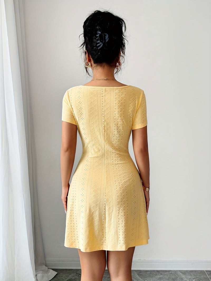Women'S Summer Jacquard Sexy Slim Fit Mini Dress - Image 4