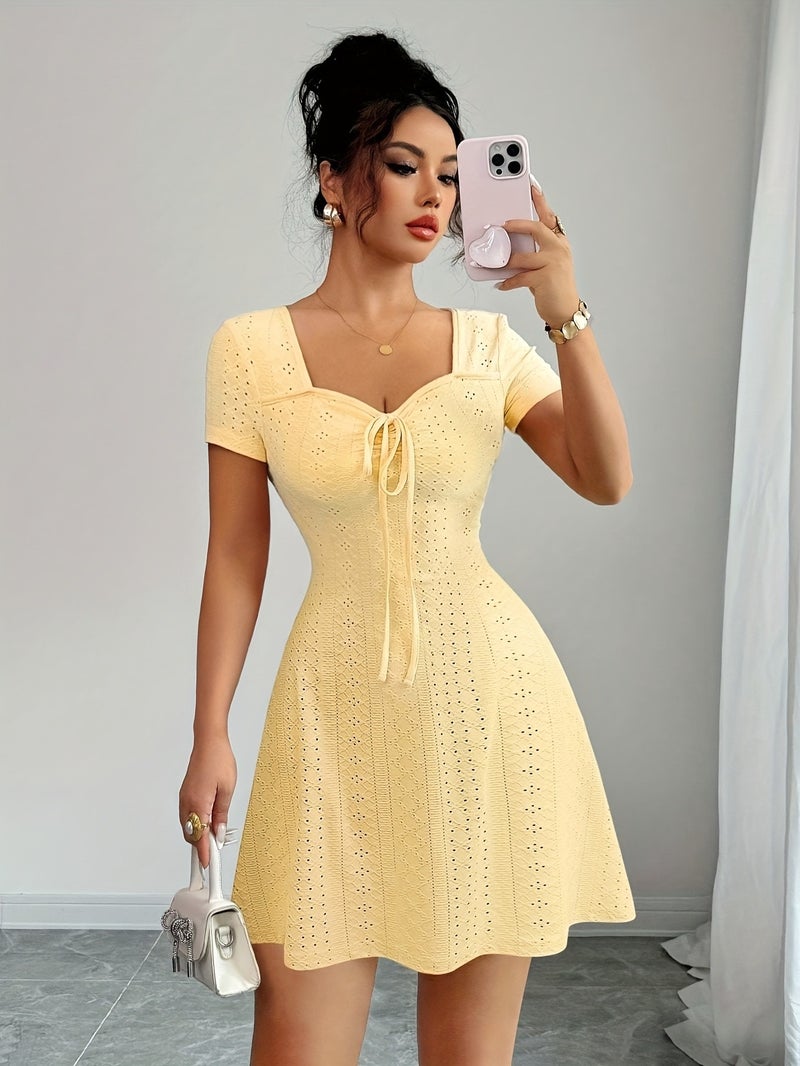 Women'S Summer Jacquard Sexy Slim Fit Mini Dress - Image 3
