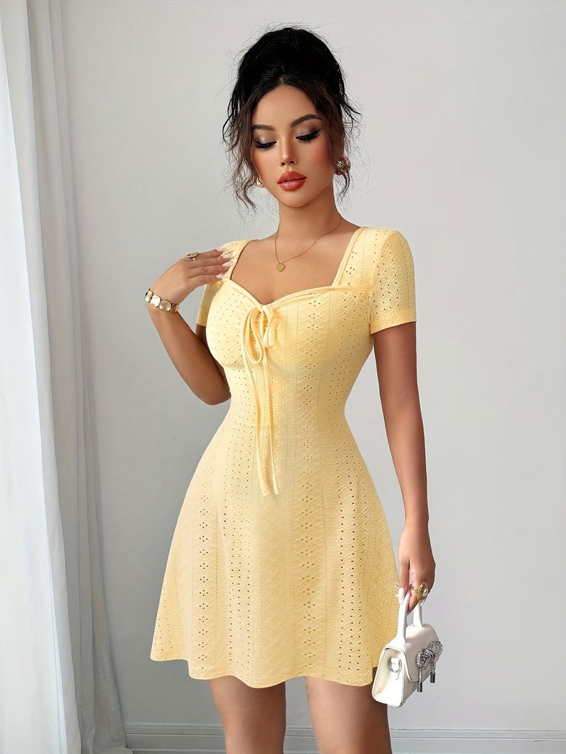 Women'S Summer Jacquard Sexy Slim Fit Mini Dress - Image 5