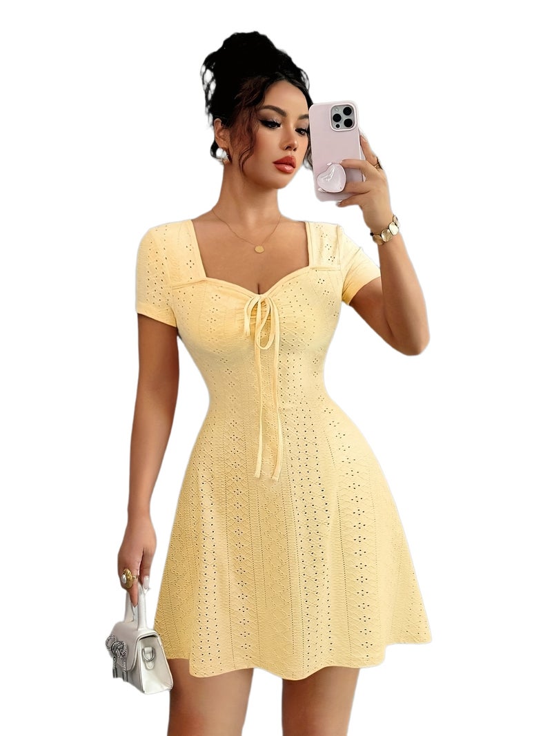 Women'S Summer Jacquard Sexy Slim Fit Mini Dress - Image 1