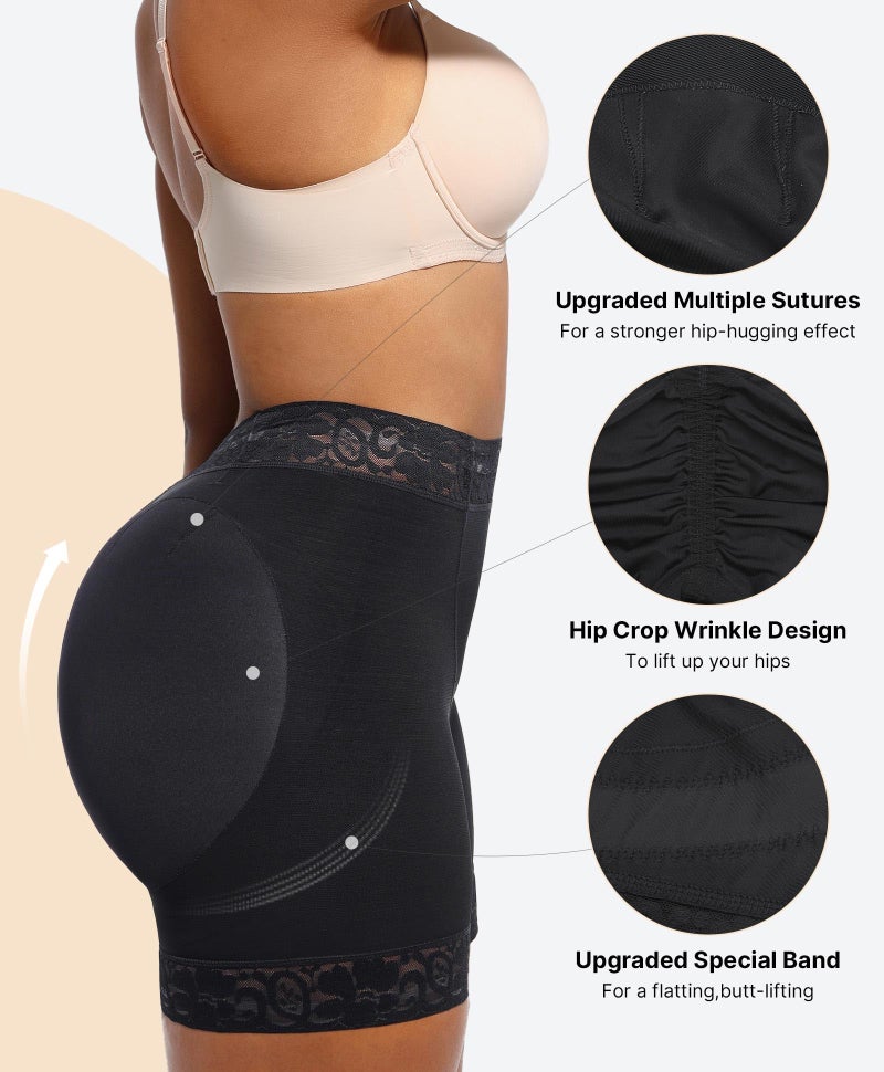 SHAPELLX Butt Lifting Shapewear For Women Tummy Control Faja Shaping Shorts Thigh Slimming Panties Mid Waisted Shaper (Black,Medium) - Image 4