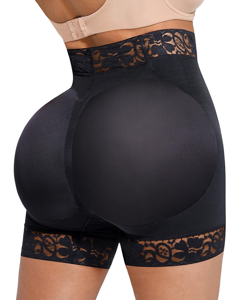SHAPELLX Butt Lifting Shapewear For Women Tummy Control Faja Shaping Shorts Thigh Slimming Panties Mid Waisted Shaper (Black,Medium) - Image 1
