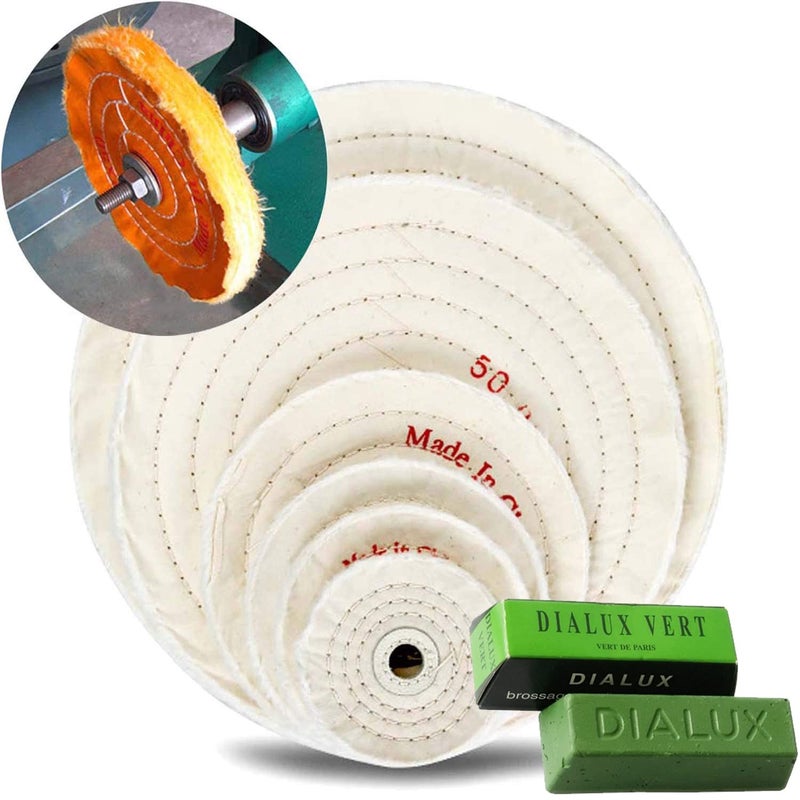 DIY Crafts 5 Pcs 3 Buffing Polish Wheel Spiral Stitched Buffing Polish Wheel Bench Grinder Polishing Wheel Layers Spiral Stitched Buffing Wheel Metal PPack of 5 Pcs 3 Buffing Polish Wheel - Image 1