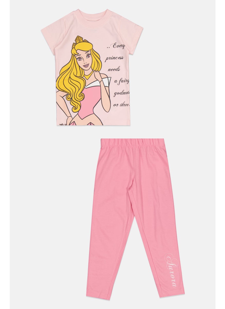 Disney Princess Toddlers Girl 2 Pieces Princess Pajama Set, Multicolor  - Image 1