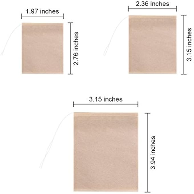 BEFORYOU 400 Pack Disposable Drawstring Tea Filter Bags Safe  Natural Unbleached Paper Tea Infuser Drawstring Empty Bag For Loose Leaf Tea Natural Color 3 Size - Image 3