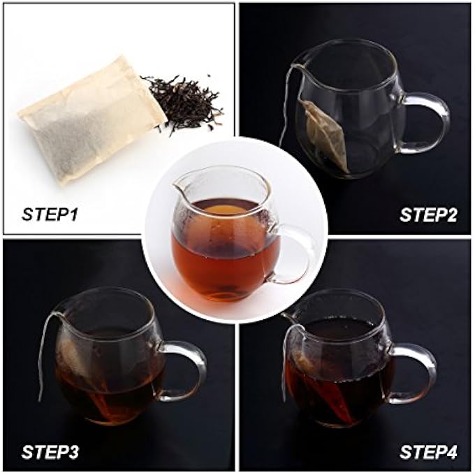 BEFORYOU 400 Pack Disposable Drawstring Tea Filter Bags Safe  Natural Unbleached Paper Tea Infuser Drawstring Empty Bag For Loose Leaf Tea Natural Color 3 Size - Image 5