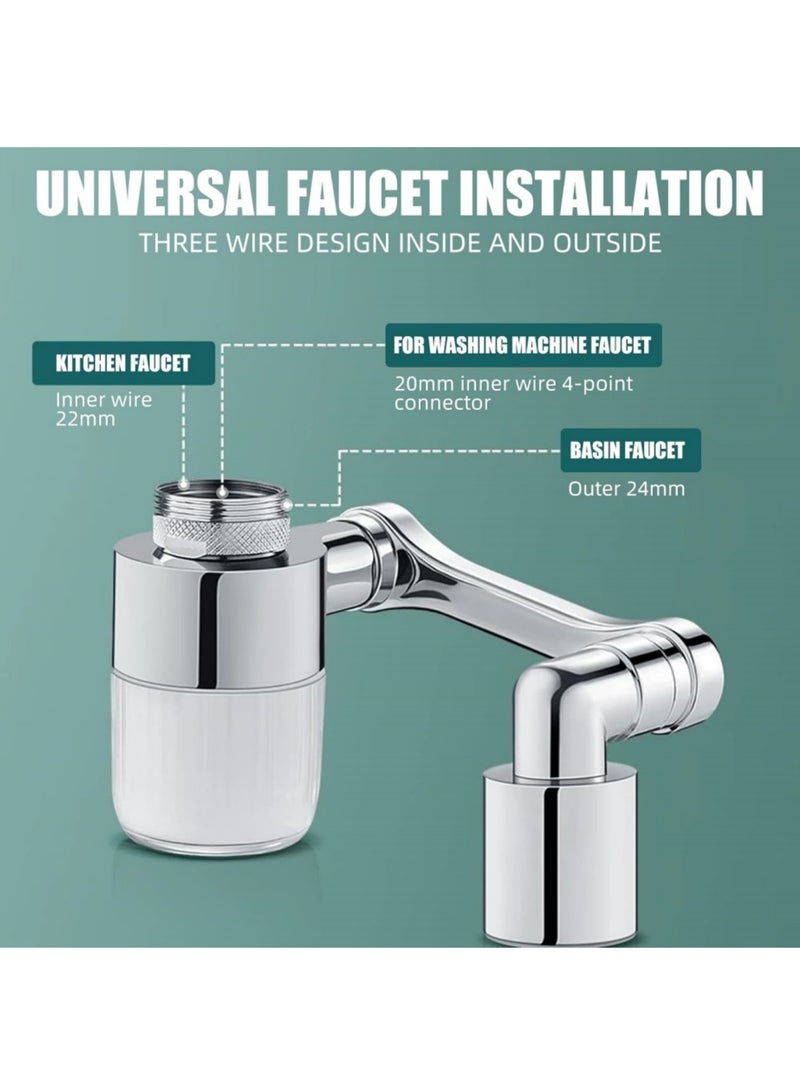 saykfoe 1440° Rotating Faucet Water Filter with 5 Filters, 2 Spray Modes, Splash Repellent Faucet Extender for Kitchen & Bathroom Sink, Brass Aerator for Face/Hand Wash, Suitable for Toddlers - Image 5