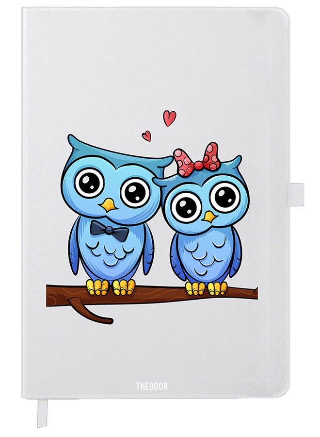 Theodor Designer A5 Thick White Hardcover Notebook Love Birds - Image 1