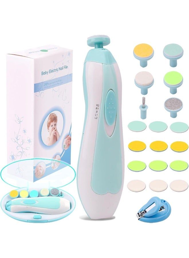 Consevisen Baby Nail File Electric Nail Trimmer Manicure Set With Nail Clippers, Toes Fingernails Care Trim Polish Grooming Kit Safe For Infant Toddler Kids Or Women, Led Light And 10 Grinding Heads - Image 1