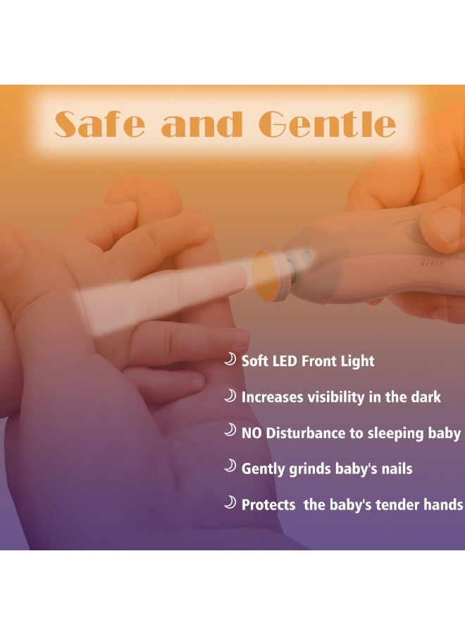 Consevisen Baby Nail File Electric Nail Trimmer Manicure Set With Nail Clippers, Toes Fingernails Care Trim Polish Grooming Kit Safe For Infant Toddler Kids Or Women, Led Light And 10 Grinding Heads - Image 5