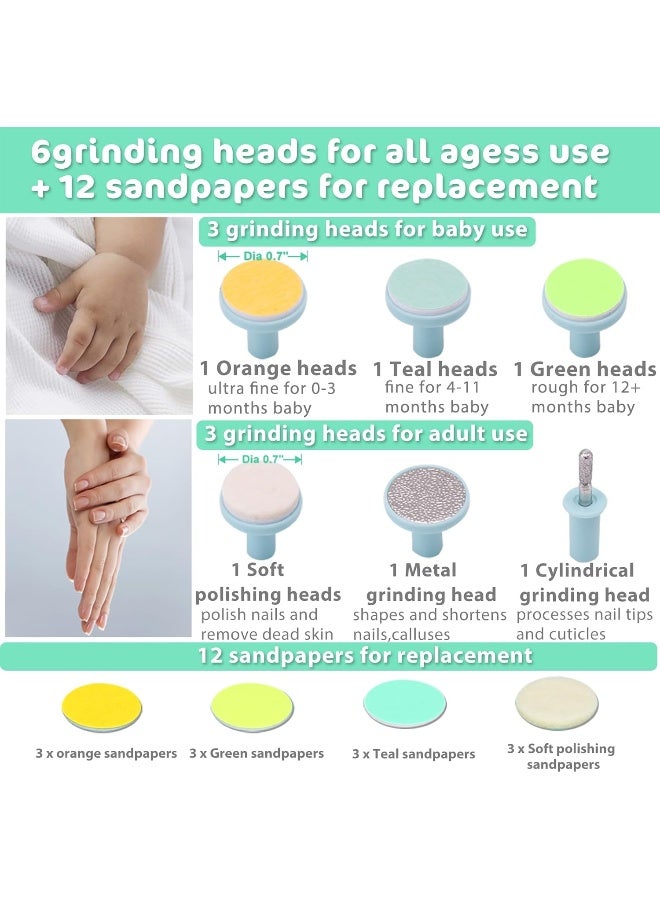 Consevisen Baby Nail File Electric Nail Trimmer Manicure Set With Nail Clippers, Toes Fingernails Care Trim Polish Grooming Kit Safe For Infant Toddler Kids Or Women, Led Light And 10 Grinding Heads - Image 2