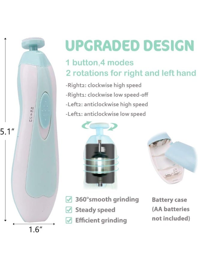 Consevisen Baby Nail File Electric Nail Trimmer Manicure Set With Nail Clippers, Toes Fingernails Care Trim Polish Grooming Kit Safe For Infant Toddler Kids Or Women, Led Light And 10 Grinding Heads - Image 3