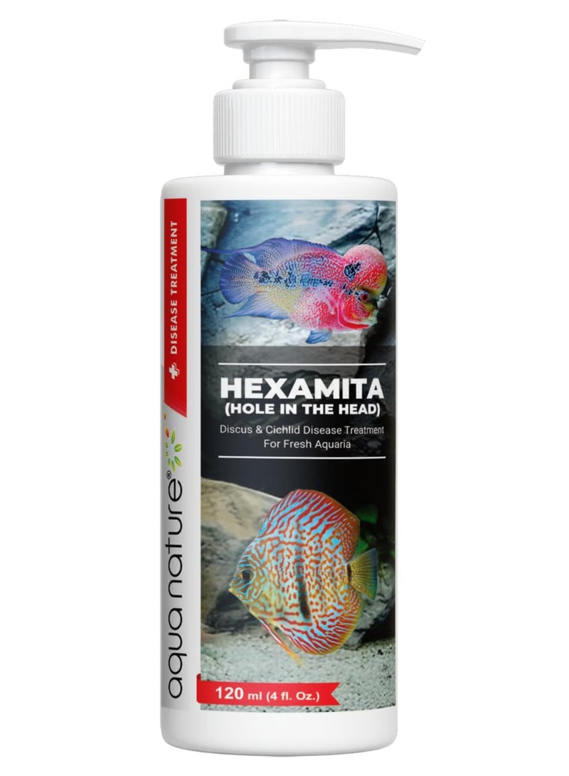 aqua nature Aqua Nature Hexamita (Hole in The Head) Discus & Cichlid Disease Treatment for Freshwater Aquaria (120ml)  - Image 1