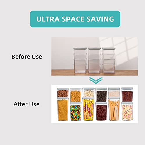 Ankou Pop Airtight Food Storage Containers with Lids for Kitchen Pantry Organizing Stackable Container for Cereal Snack Flour Sugar Coffee Spaghetti -12 Pcs(1.2, 2.0, 2.7, 3.3qt)*3 - Image 2