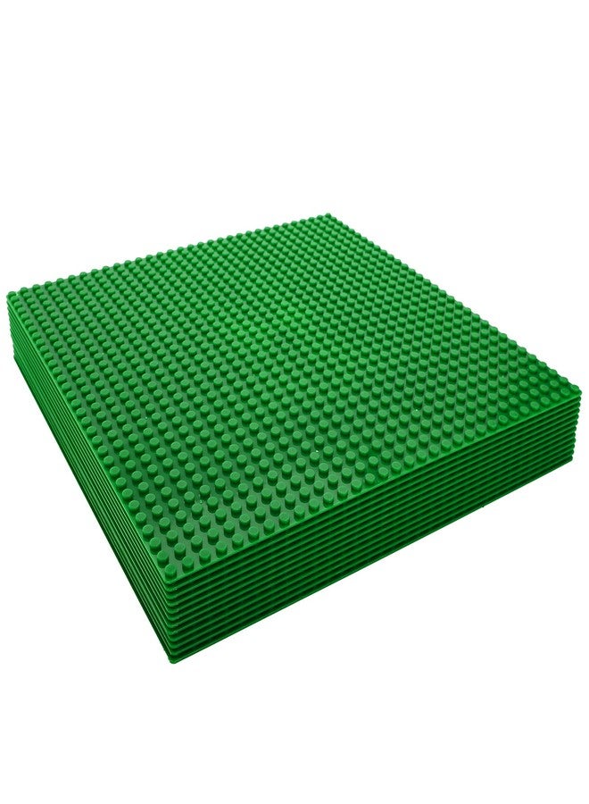 ZEAYEA 12 Pack Classic Baseplates, Building Base Plates Compatible with Most Standard Building Bricks, 10" x 10" Stackable Bases, Green - Image 3