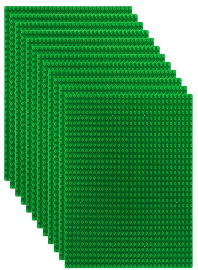 ZEAYEA 12 Pack Classic Baseplates, Building Base Plates Compatible with Most Standard Building Bricks, 10" x 10" Stackable Bases, Green - Image 1