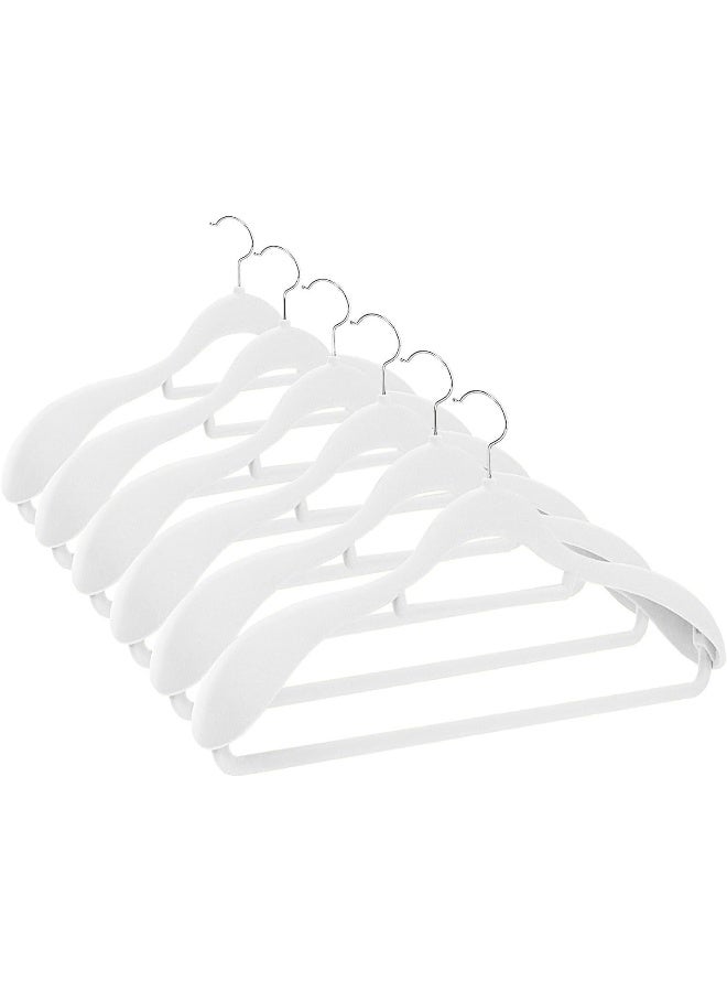 Red Dot Gift Red Dot Gift® 6 Pack White Wide Shoulder Velvet Hangers,Suit Hangers for Men,Smooth Finish 360°Swivel Hook Heavy Duty Coat Hangers for Closet, Jacket Clothes Hangers for Dress,Pants,Shirts,Skirts,Tie.  - Image 1